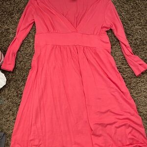 Pink V-Neck Mini Dress
